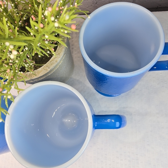 Vintage Anchor Hocking Cobalt Blue Pedestal Mug Set Of 4 Euc - Picture 3 of 9